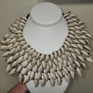 Vintage 5 Tier Cowrie Shell Bib Necklace